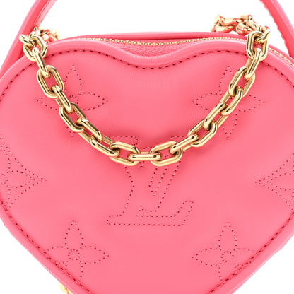 Louis Vuitton Calfskin Embroidered Monogram Pop My Heart Bag Pouch Dragon Fruit Pink 7 of 9