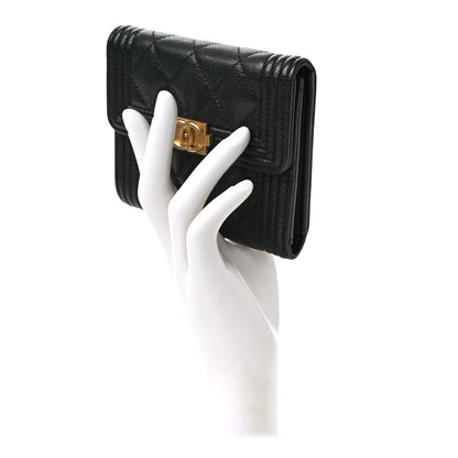 Chanel Caviar Quilted Compact Boy Wallet Black 2 of 6