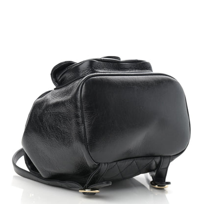 Chanel Glazed Aged Calfskin Quilted Small Duma Drawstring Backpack Black 4 of 11
