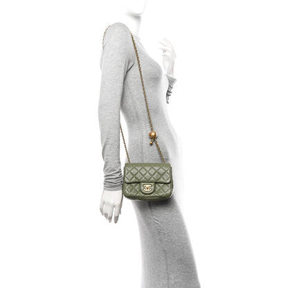 Chanel Lambskin Quilted Mini Pearl Crush Flap Green 2 of 11