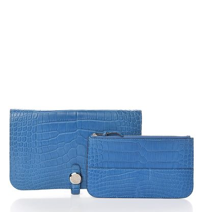 Hermes Matte Alligator Dogon Combined Wallet Bleu Izmir 7 of 7