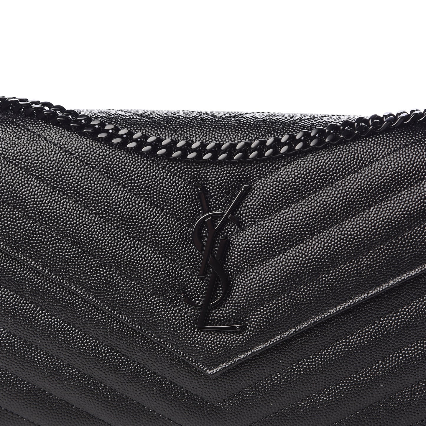 Grain De Poudre Matelasse Chevron Monogram Chain Wallet Black