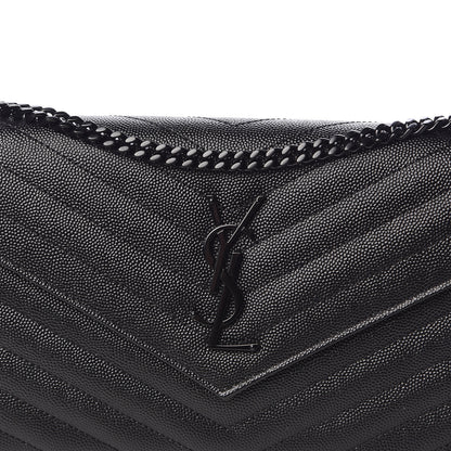 Saint Laurent Grain De Poudre Matelasse Chevron Monogram Chain Wallet Black 9 of 10