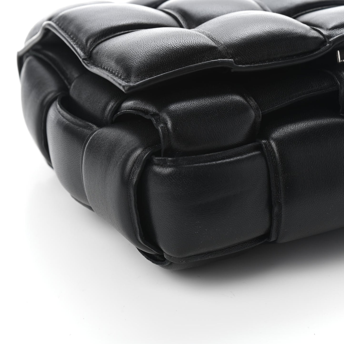 Lambskin Maxi Intreccio Padded Chain Cassette Crossbody Bag Black