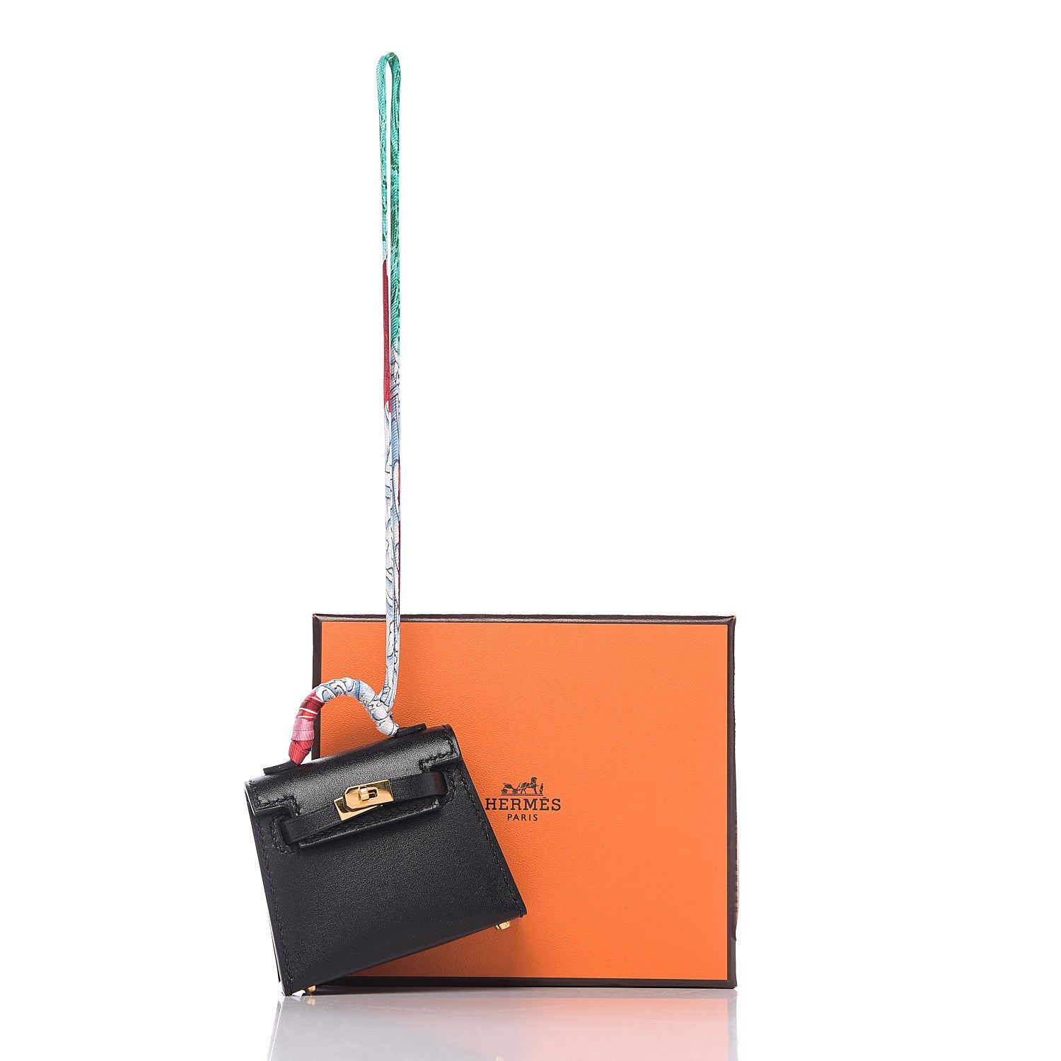 Hermes Box Mini Kelly Twilly Bag Charm Black 3 of 3