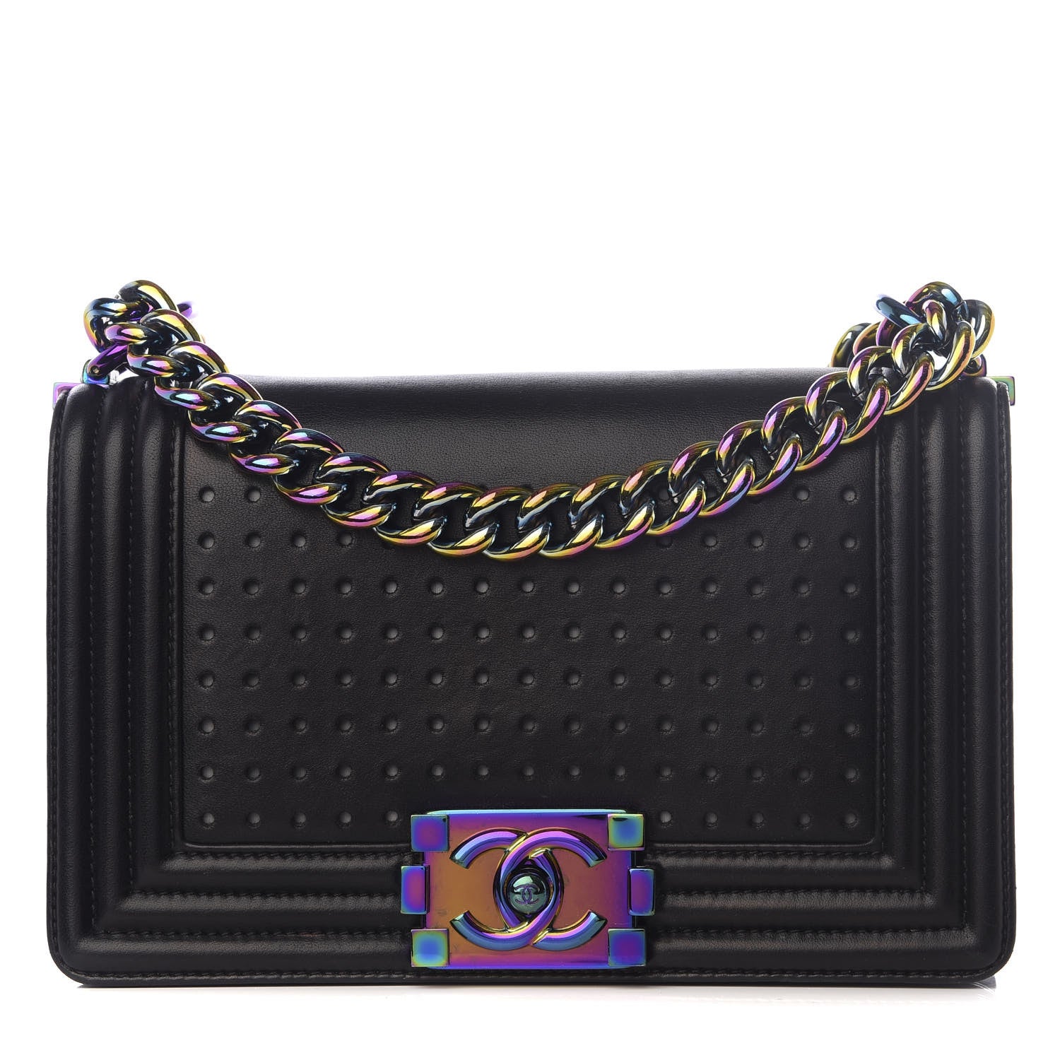 Chanel Lambskin LED Iridescent Metal Small Boy Flap Black Multicolor 1 of 9
