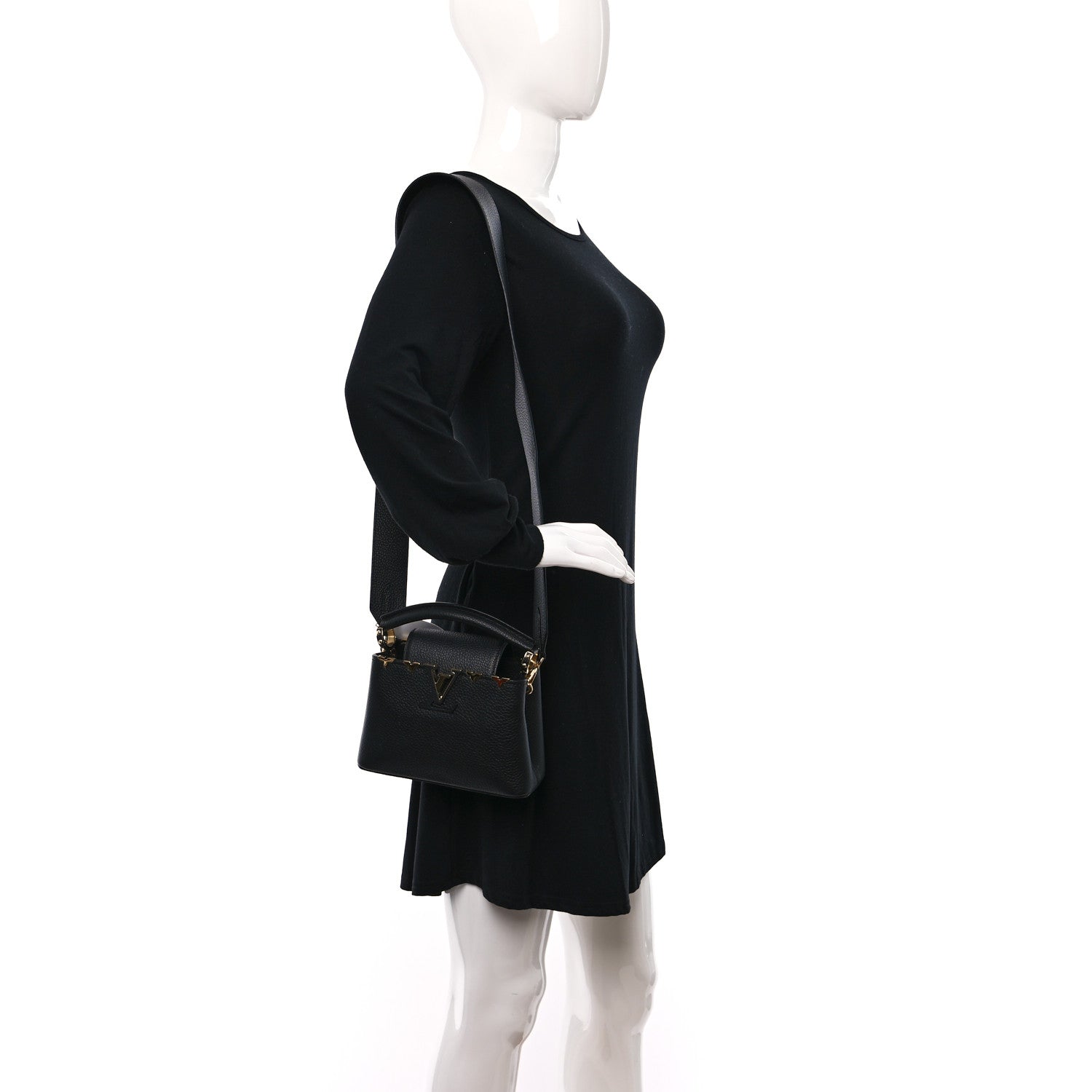 Louis Vuitton Taurillon Embellished Flower Crown Capucines Mini Black 3 of 9
