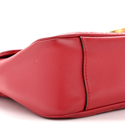 Gucci Calfskin Matelasse Small GG Marmont Shoulder Bag Hibiscus Red 9 of 12