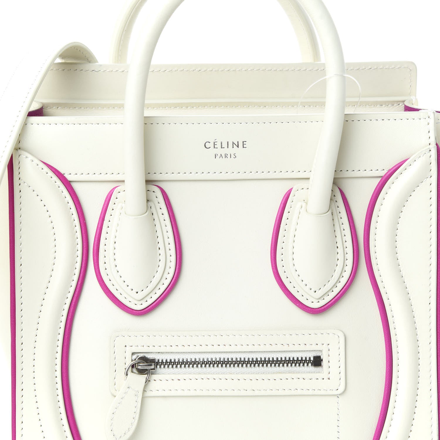 Celine Smooth Calfskin Nano Luggage White Magenta 9 of 9