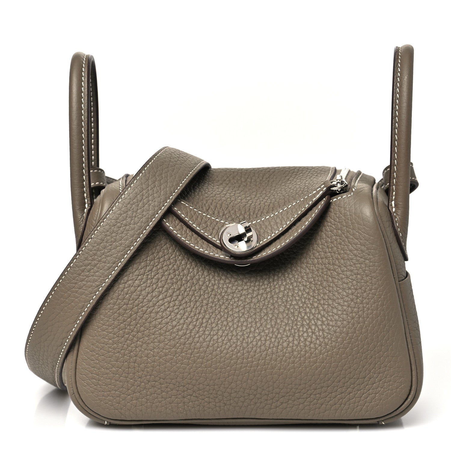 Hermes Taurillon Clemence Mini Lindy 20 Etoupe 1 of 10