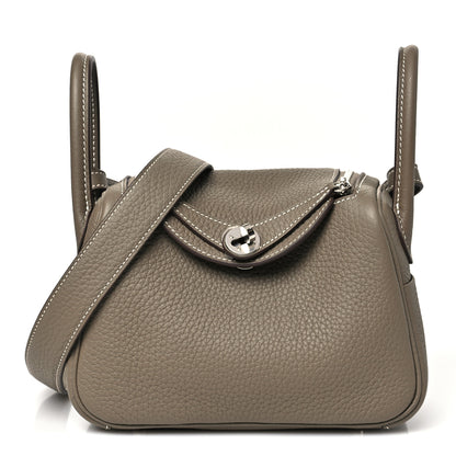 Hermes Taurillon Clemence Mini Lindy 20 Etoupe 1 of 10