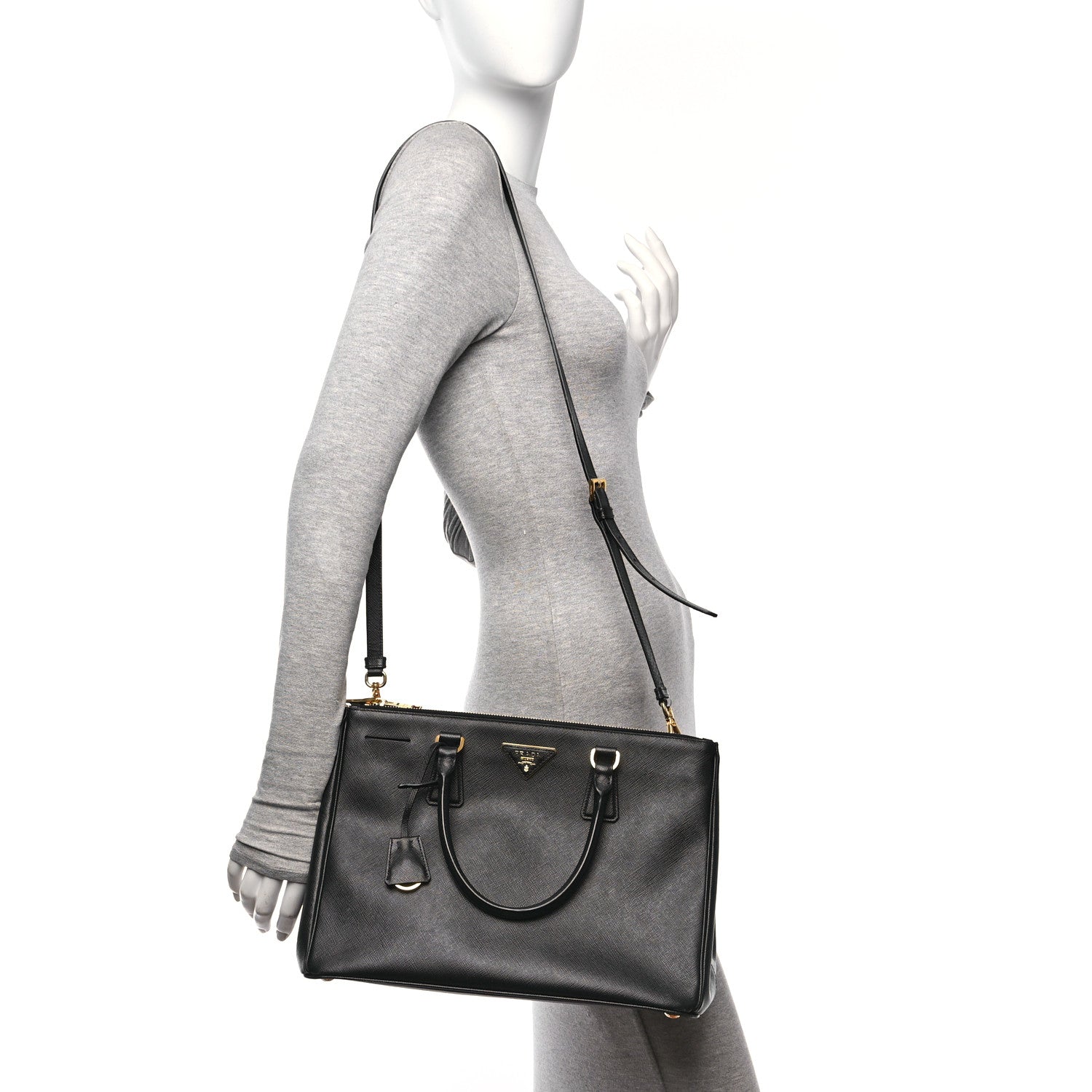 Prada Saffiano Medium Galleria Double Zip Tote Black 2 of 9