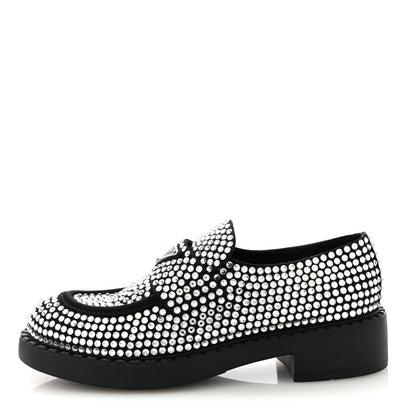 Prada Satin Crystal Metal Triangle Logo 50mm Loafers 37.5 Cristal 1 of 7