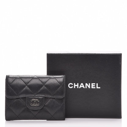 Chanel Lambskin Quilted Flap Card Holder Wallet Black 8 of 8