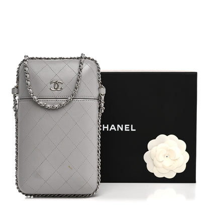 Chanel Lambskin Quilted Chain Around Phone Holder Grey 15 of 15
