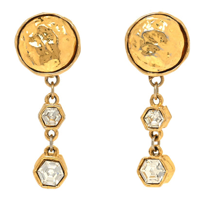 Chanel Crystal Hammered Drop Clip On Earrings 1 of 4