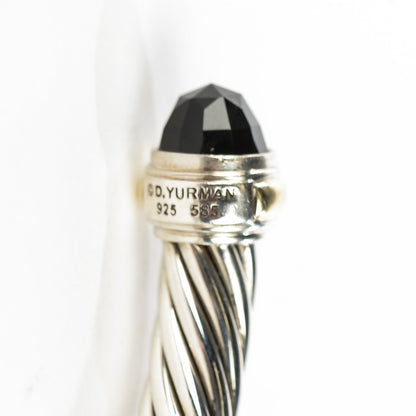 David Yurman Sterling Silver 14K Yellow Gold Black Onyx 7mm Cable Classics Bracelet 5 of 5