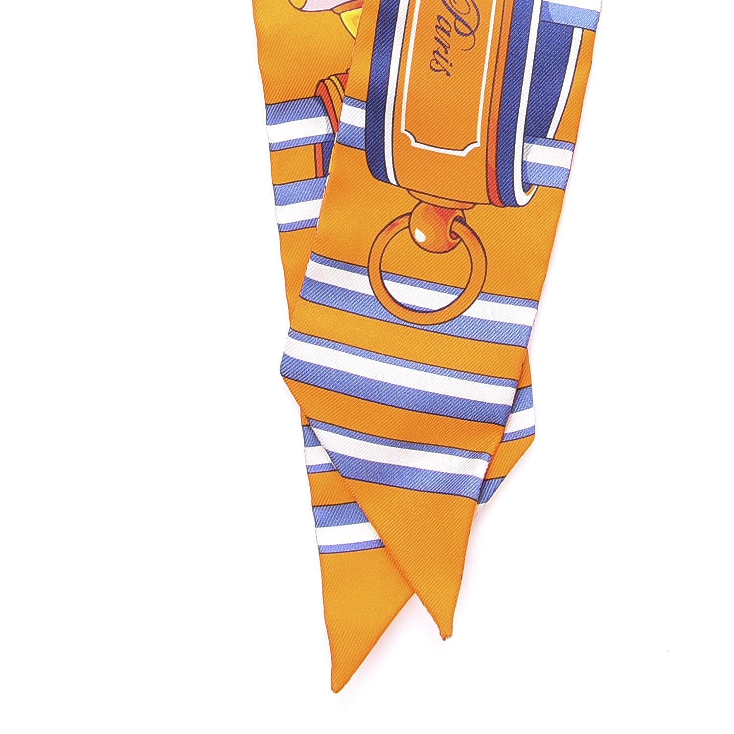 Hermes Silk Colliers De Chiens Remix Twilly Orange Gris Bleuete 2 of 4
