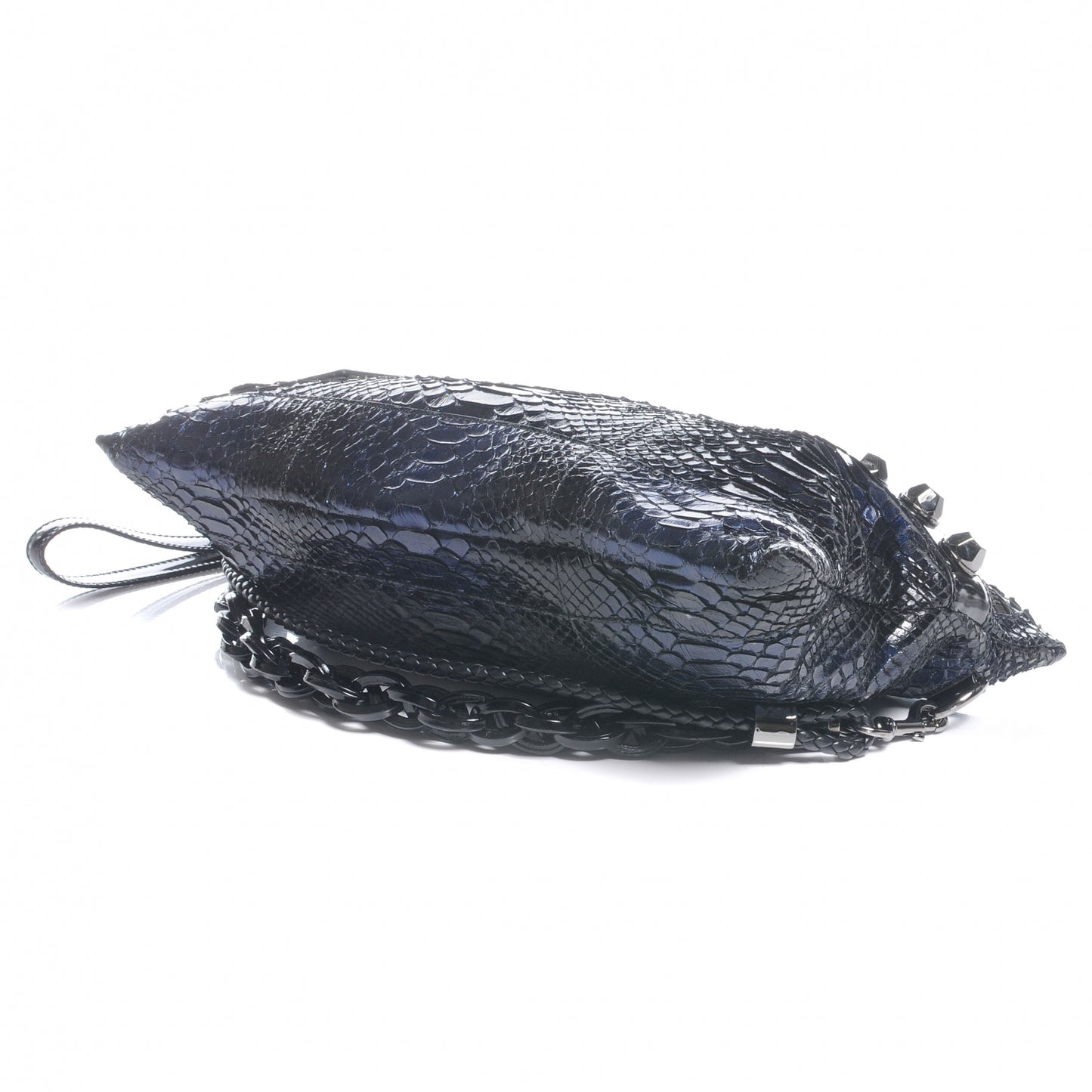 Python Metal Studs Clutch Metallic Blue