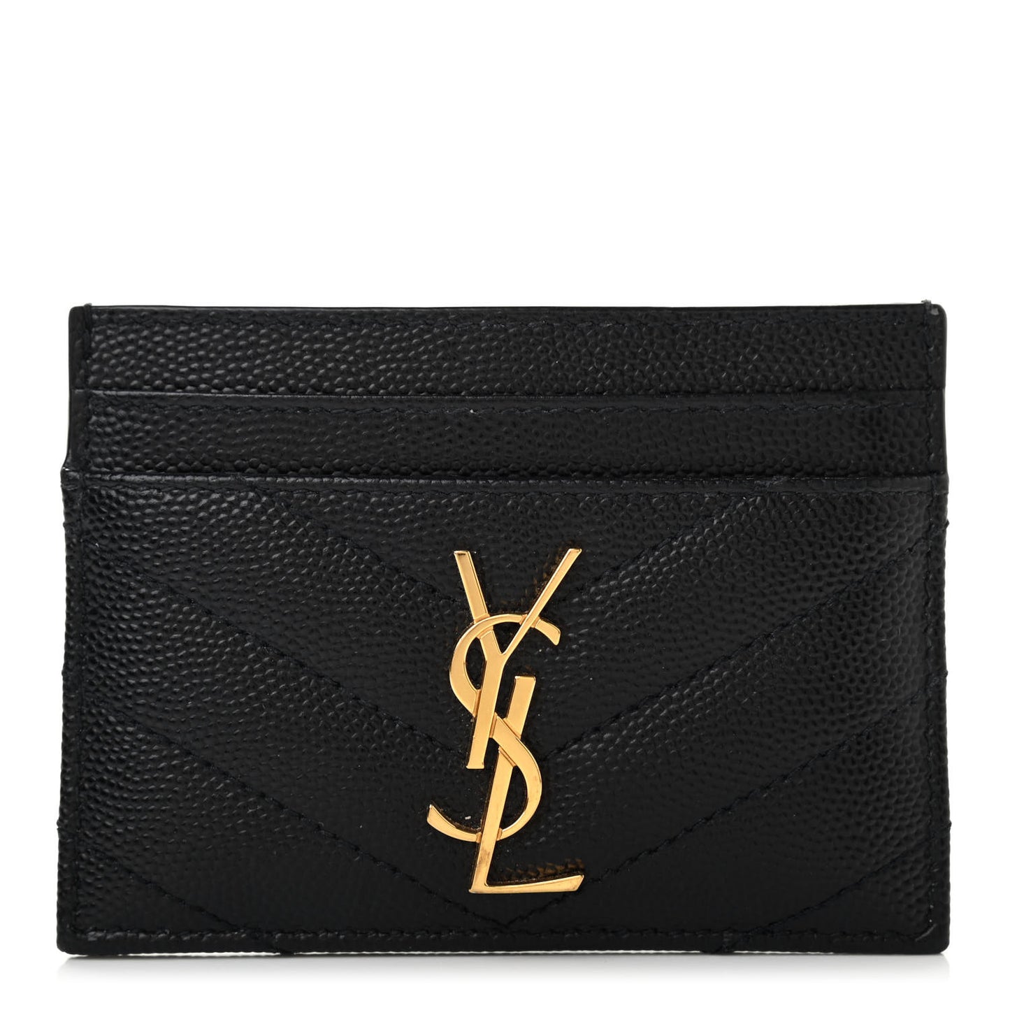 Grain De Poudre Matelasse Chevron Monogram Credit Card Case Black