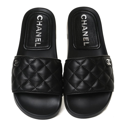 Chanel Lambskin Quilted CC Mules Sandals 35 Black 5 of 11