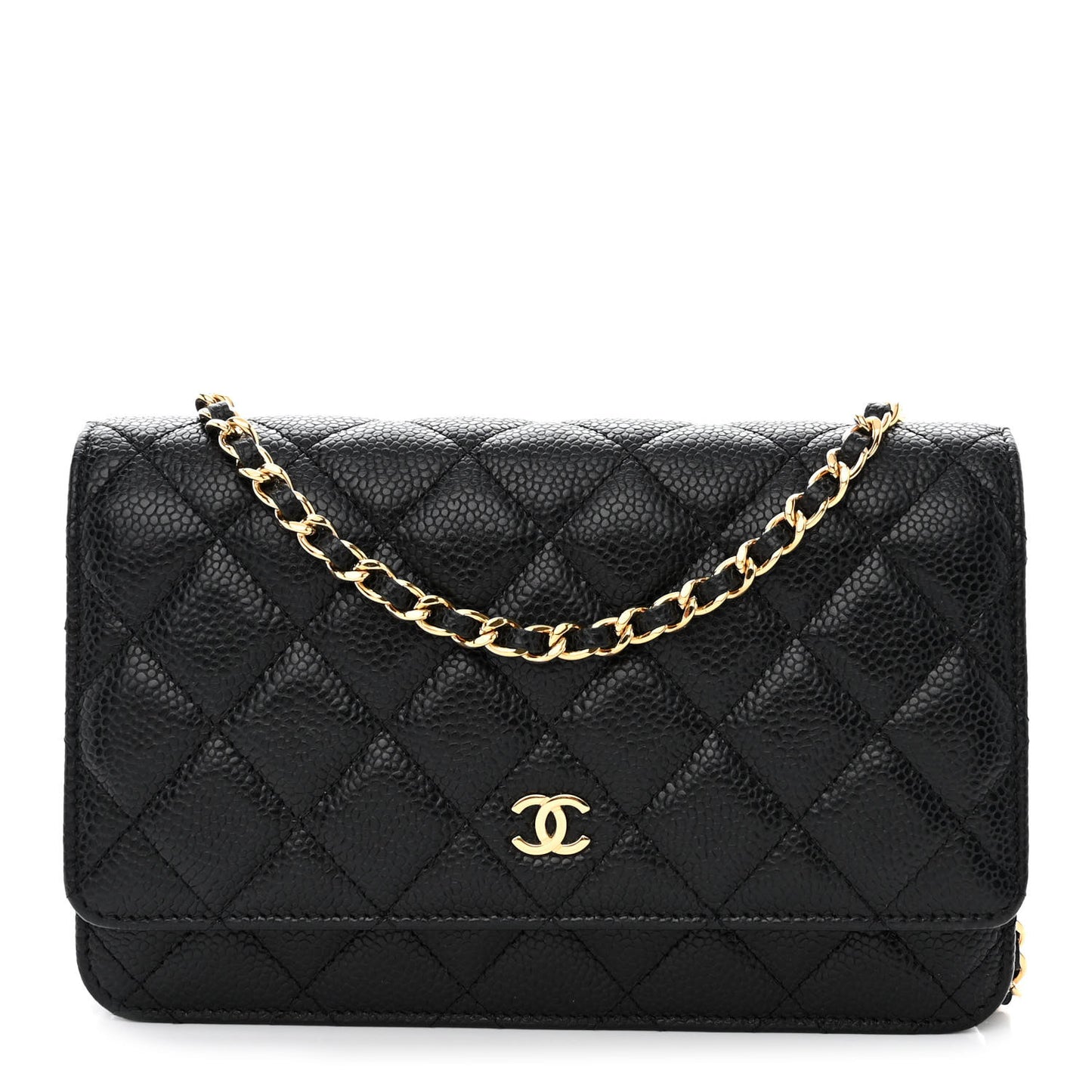 Caviar Quilted Wallet on Chain WOC Black