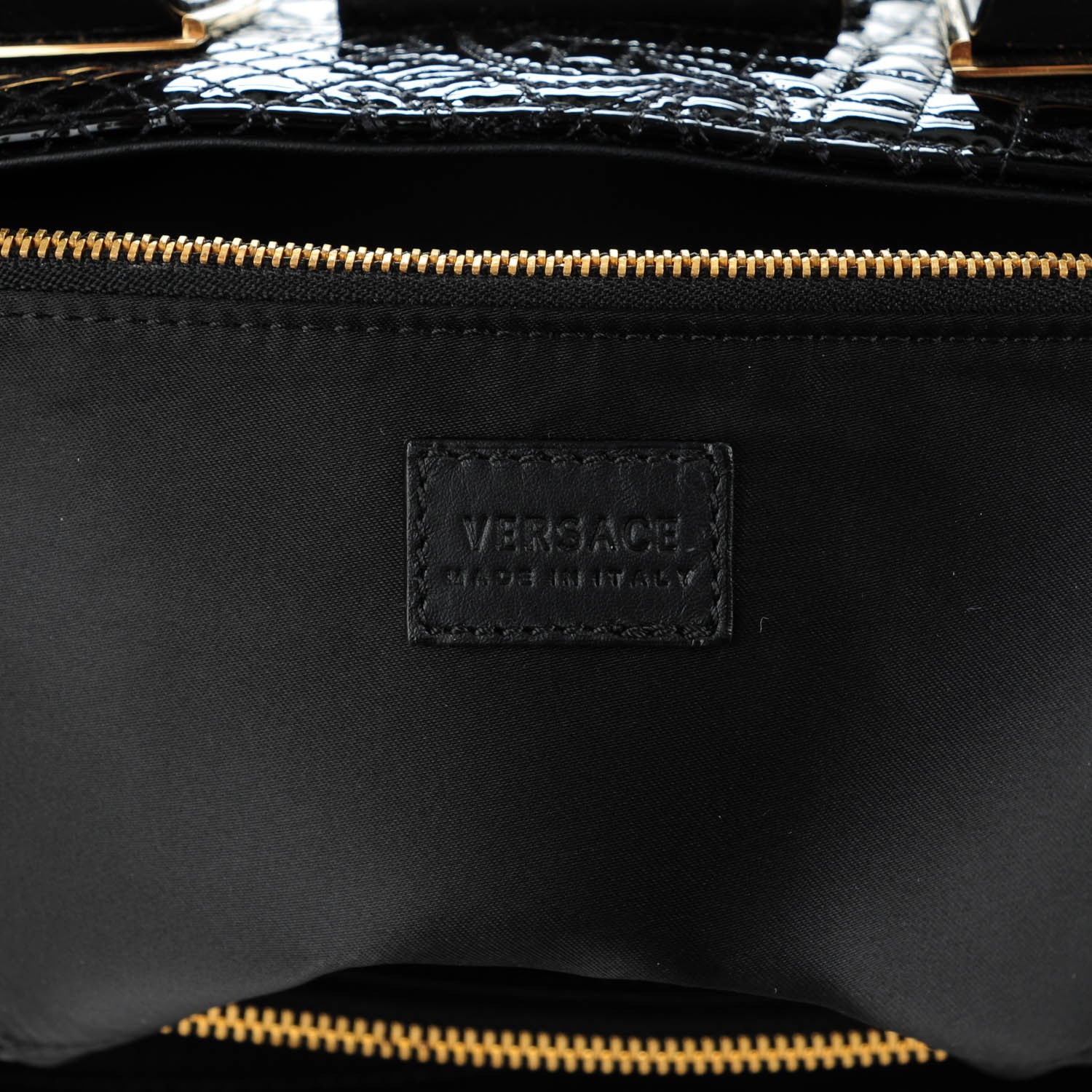 Versace Patent Micro Vanitas Icon Handbag Black 6 of 6