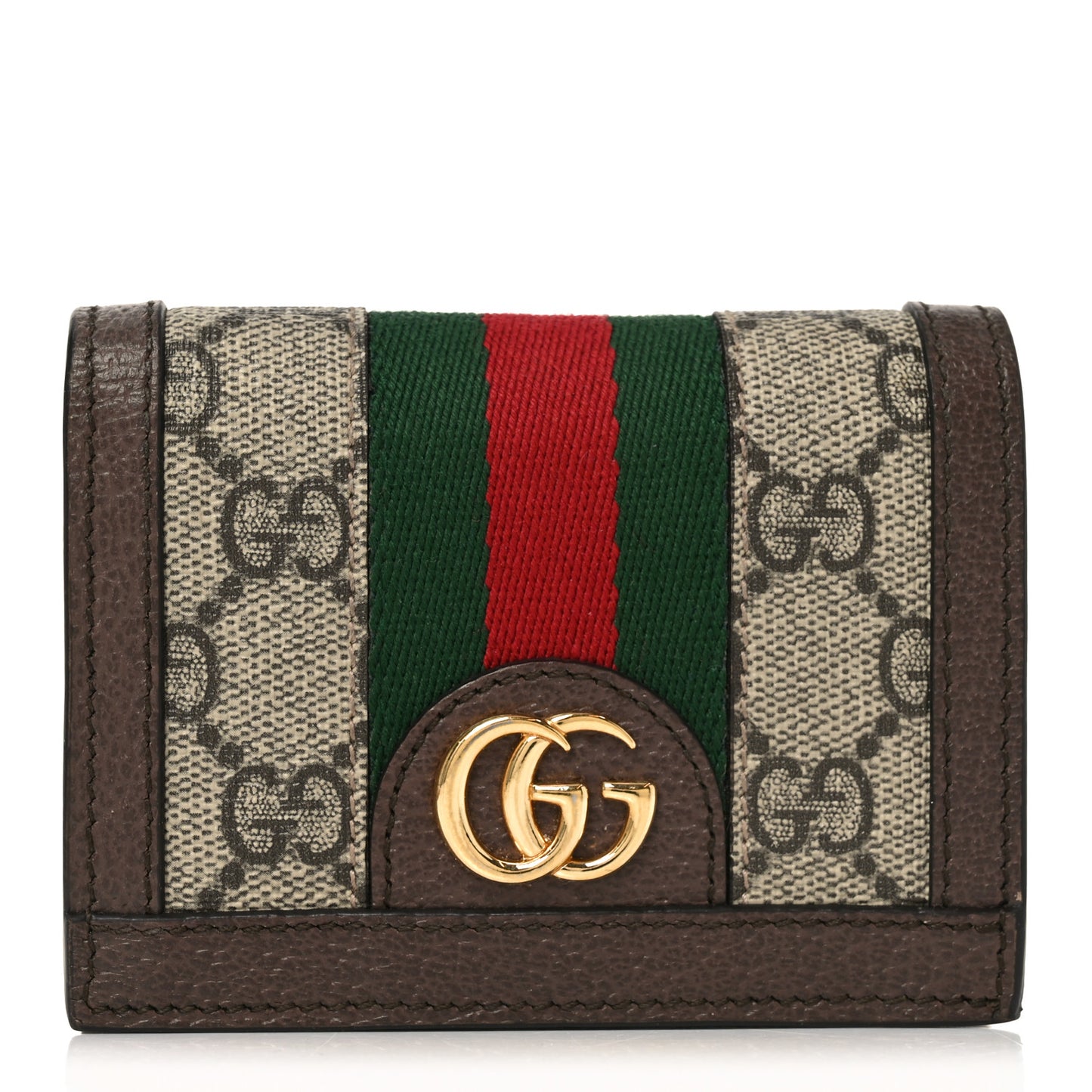 GG Supreme Monogram Web Ophidia Card Case Beige New Acero