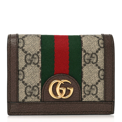 Gucci GG Supreme Monogram Web Ophidia Card Case Beige New Acero 1 of 7