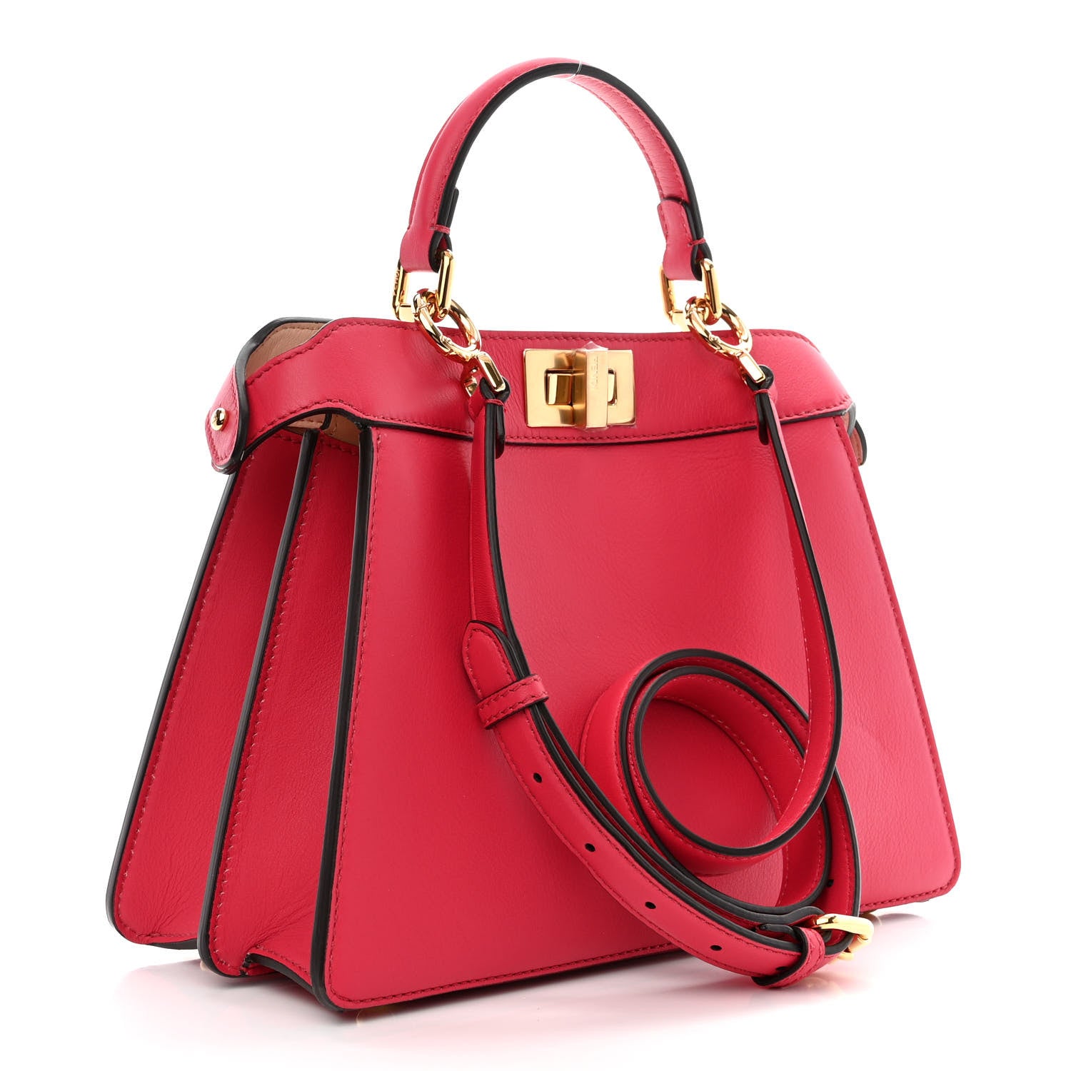 Fendi Vitello Seta Shiny Nappa Small Peekaboo I SEE U Satchel Lampone Light Rose 3 of 12