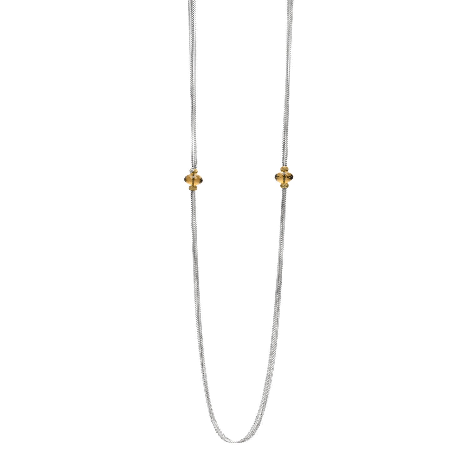 David Yurman Sterling Silver 18K Yellow Gold Smoky Quartz Yellow Sapphire Candy 5 Strand Necklace 1 of 3