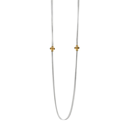 David Yurman Sterling Silver 18K Yellow Gold Smoky Quartz Yellow Sapphire Candy 5 Strand Necklace 1 of 3