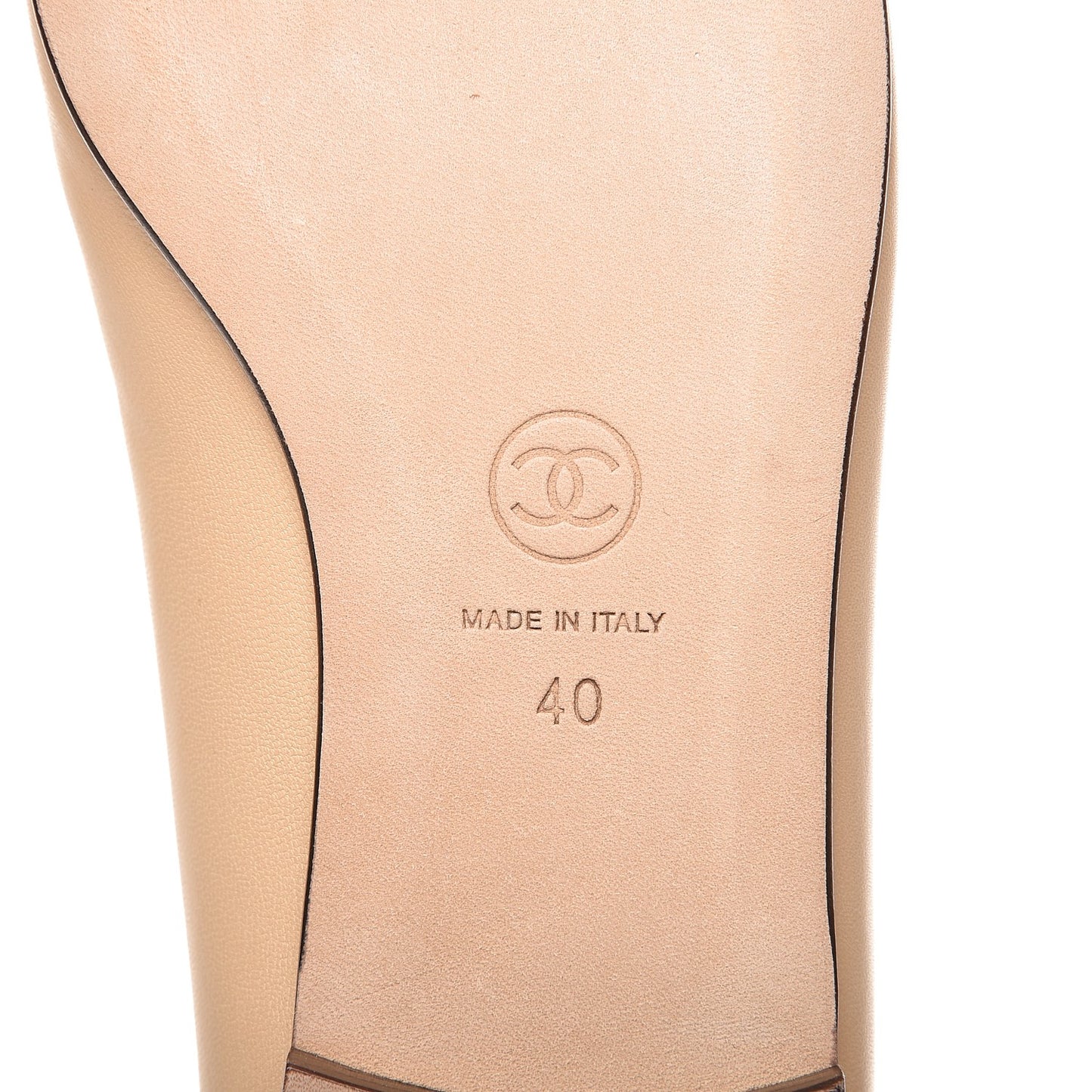 Lambskin Cap Toe CC Ballerina Flats 40 Beige Black