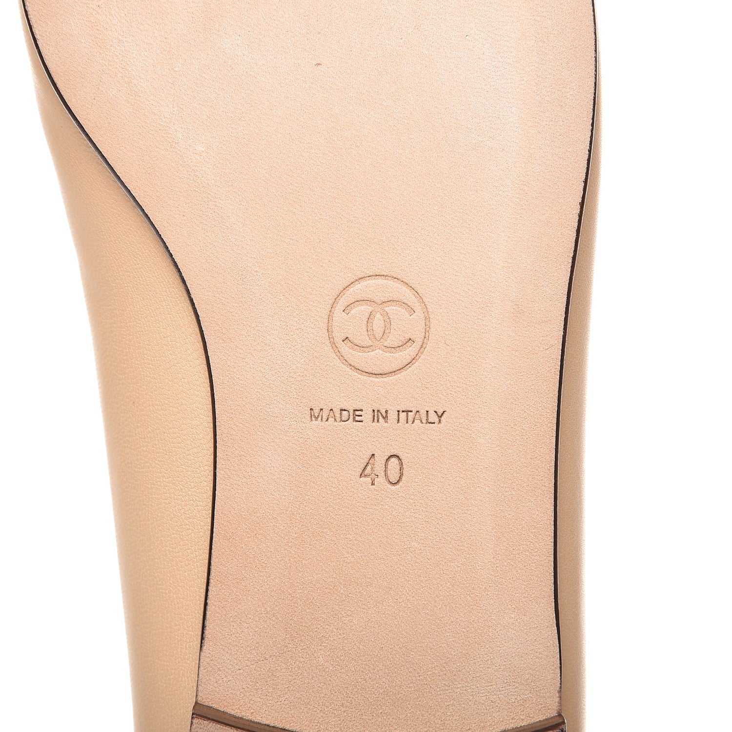 Chanel Lambskin Cap Toe CC Ballerina Flats 40 Beige Black 7 of 9