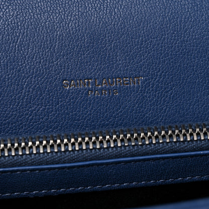 Saint Laurent Sheepskin Matelasse Chevron Monogram Medium College Bag Royal Blue 6 of 8