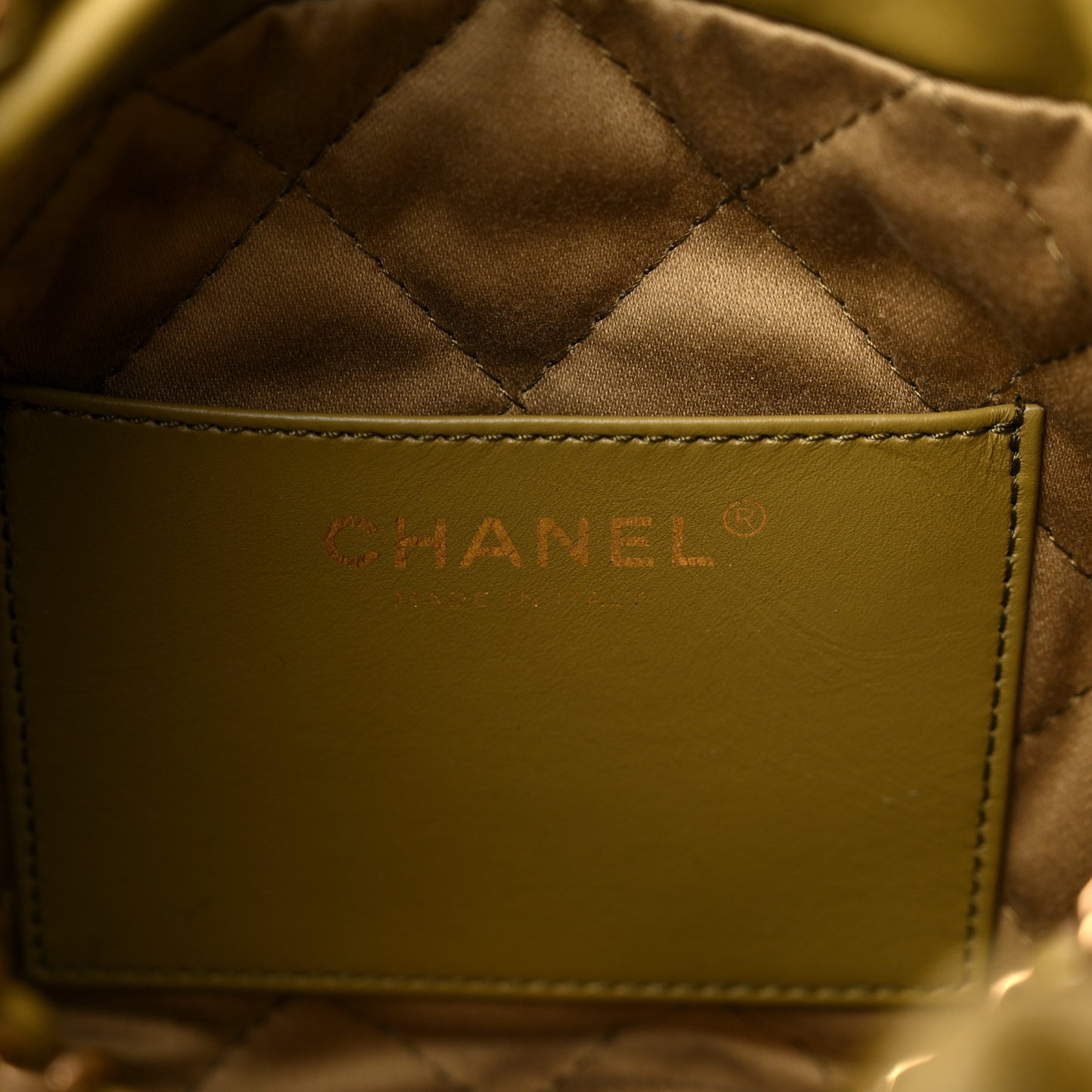 Shiny Calfskin Quilted Mini Chanel 22 Green