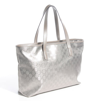 Gucci Imprime Monogram Medium Zippered Shopping Tote Silver 3 of 7