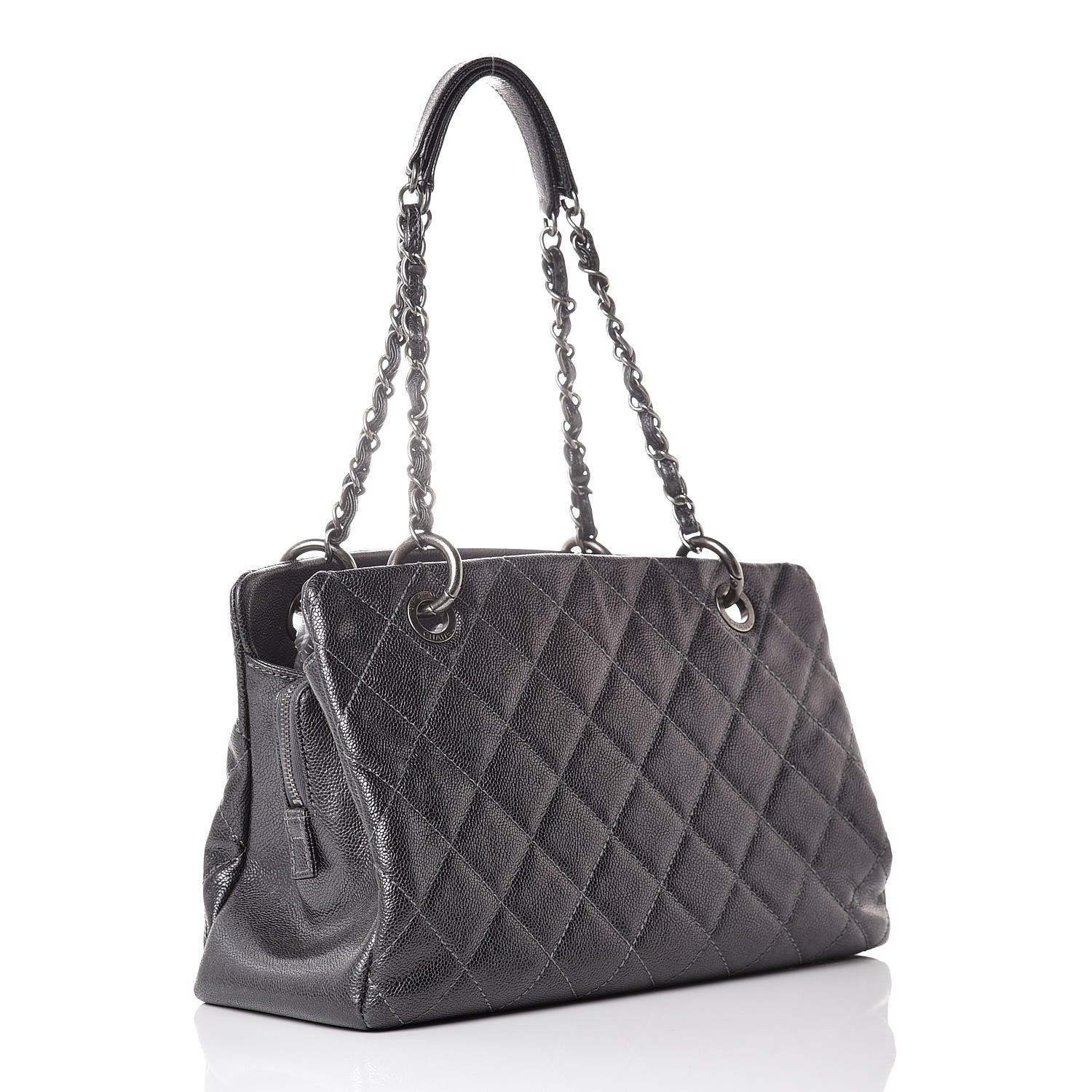 Chanel Iridescent Quilted Chic Caviar Shopping Tote Argent 3 of 13