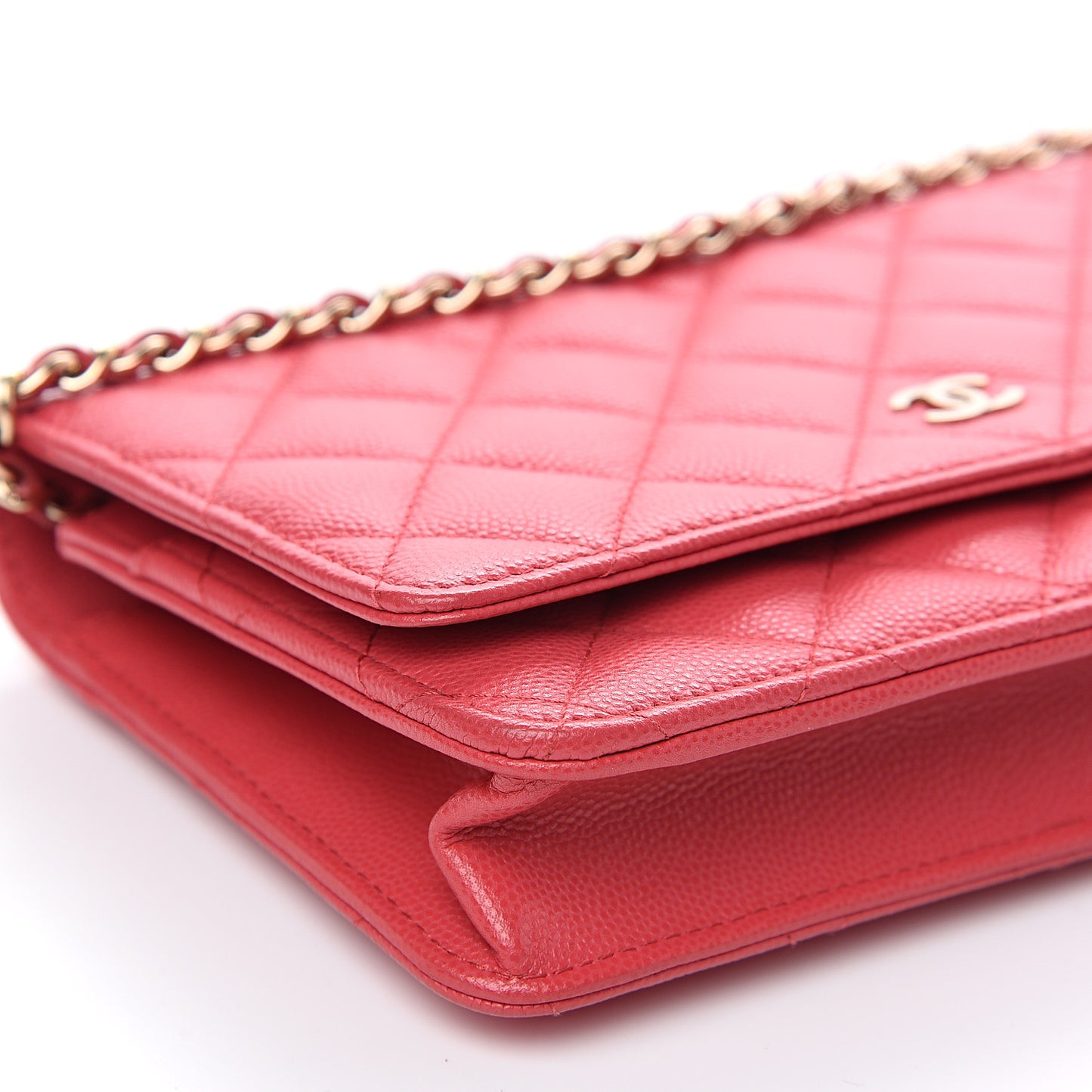 Caviar Quilted Wallet on Chain WOC Pink
