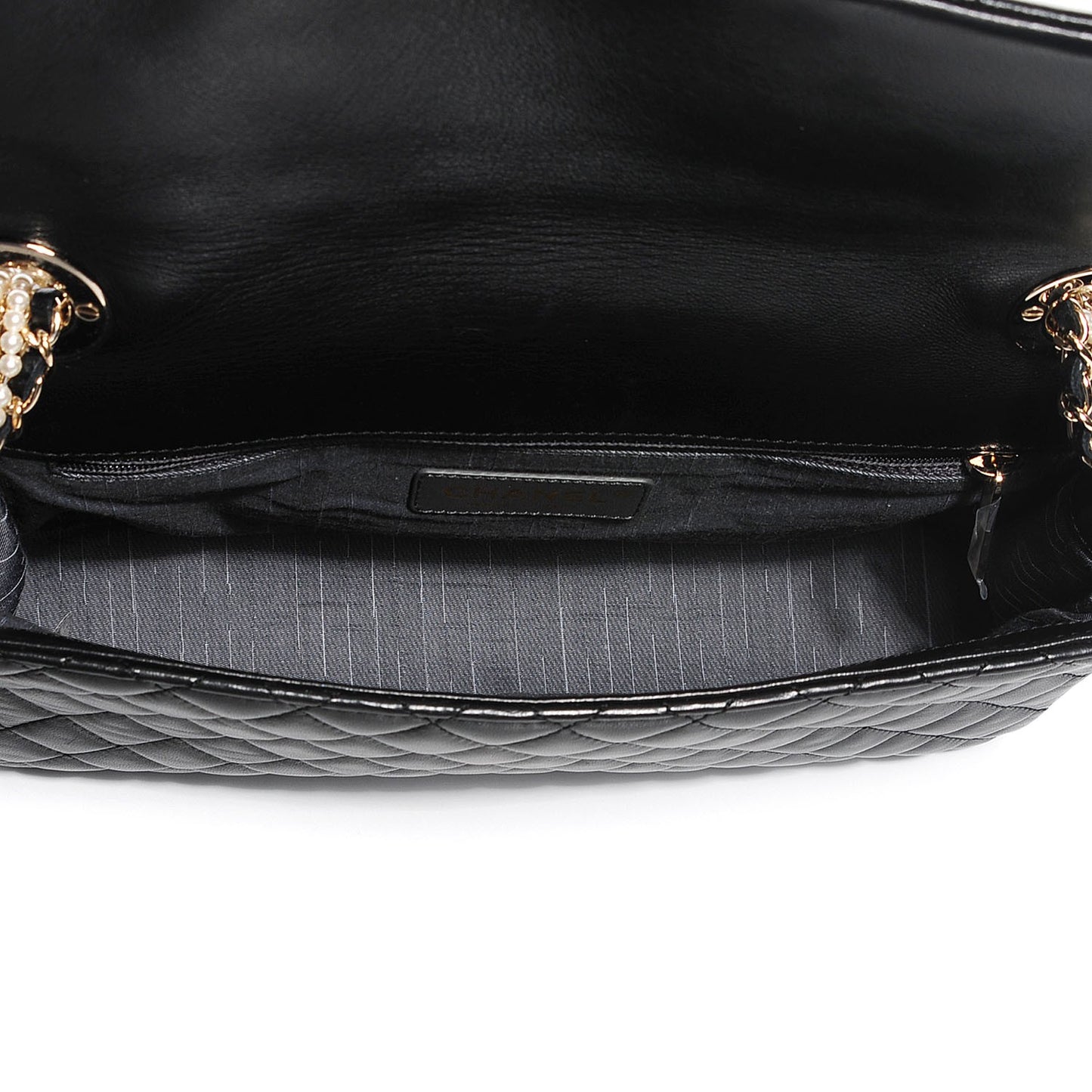 Lambskin Quilted Medium Westminster Pearl Flap Black
