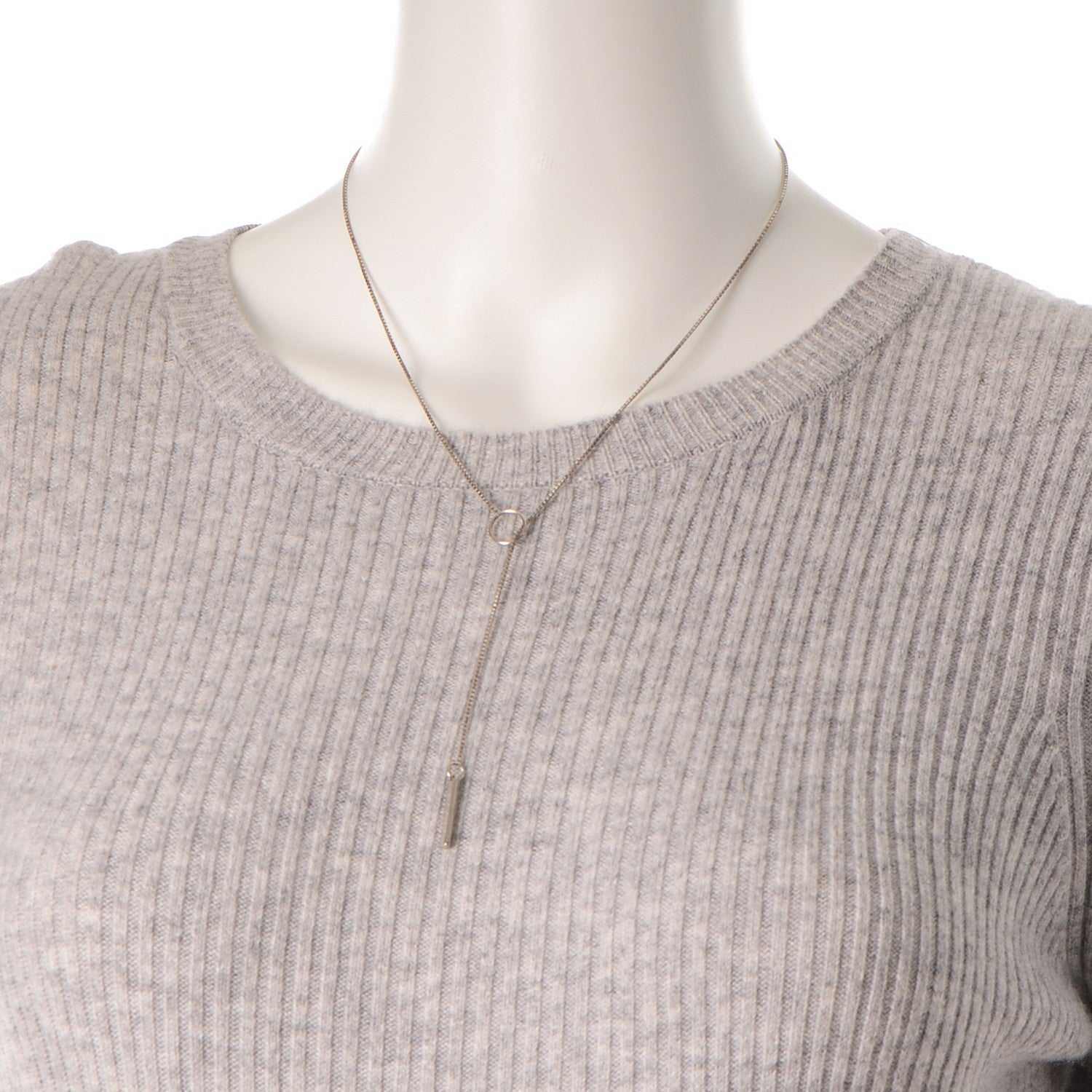 Gucci 18K White Gold 20mm Lariat Necklace 2 of 5