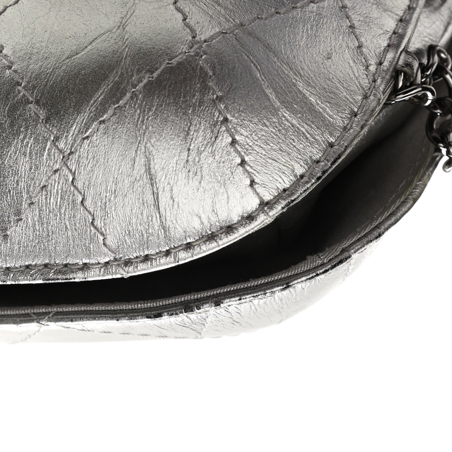 Chanel Metallic Aged Calfskin Quilted Small Gabrielle Bucket Silver 11 of 16