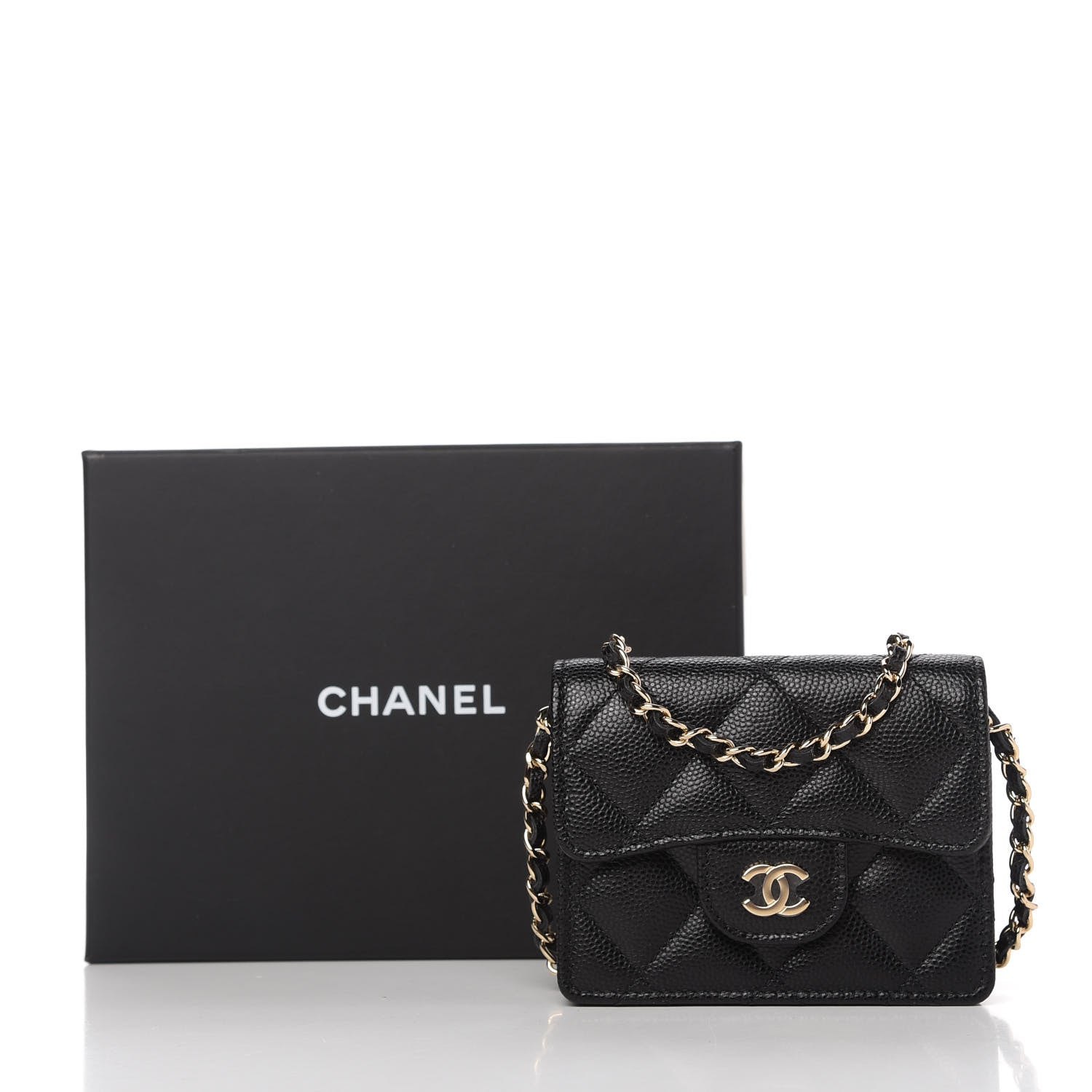 Chanel Caviar Quilted Flap Card Holder On Chain Black 11 of 11