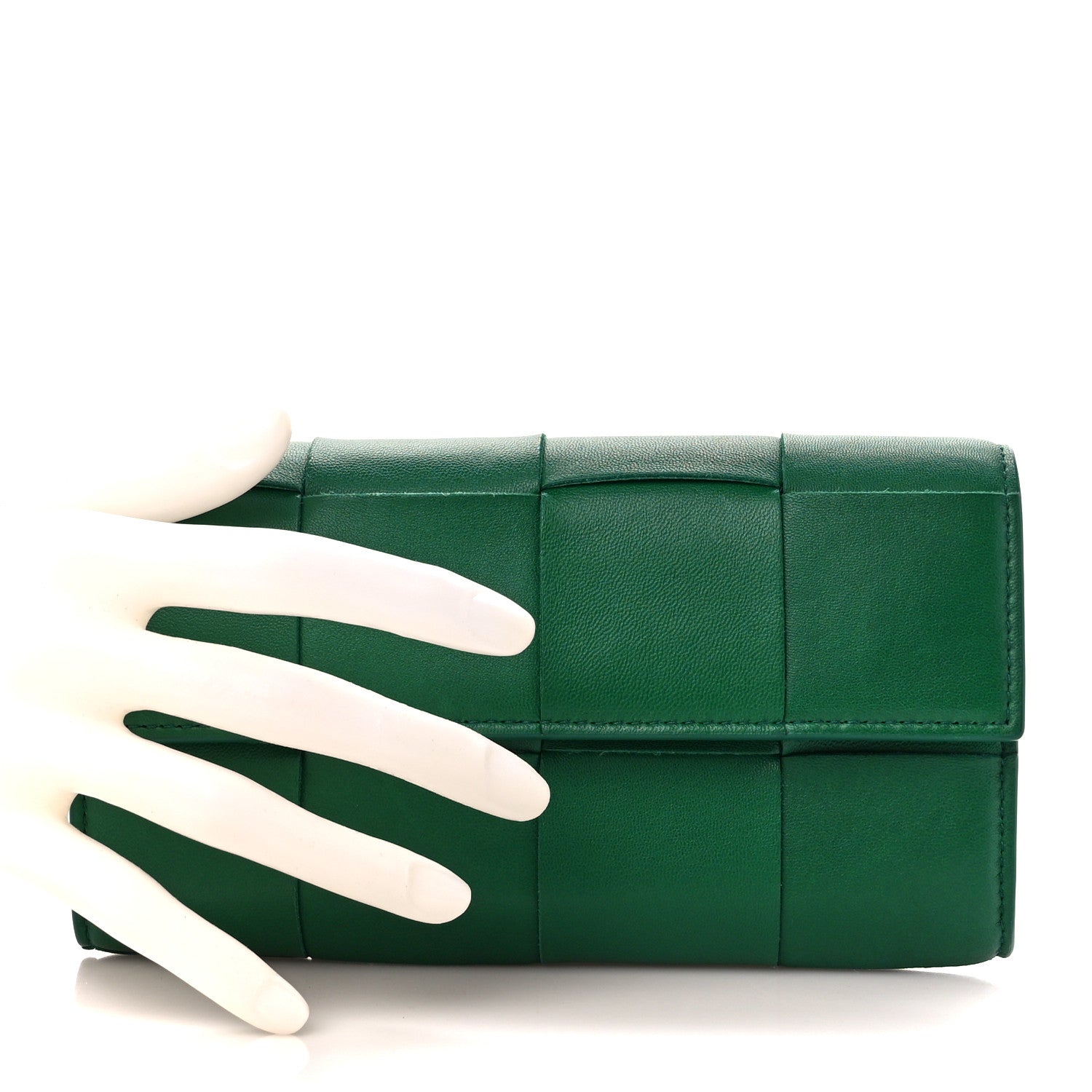 Bottega Veneta Lambskin Maxi Intreccio Cassette Flap Wallet Raintree 2 of 11