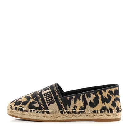 Christian Dior Cotton Embroidered Leopard Print Granville Espadrille 38 Natural 1 of 9