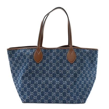 Gucci New Denim GG Monogram Calfskin Large Totissima Tote Blue 1 of 11