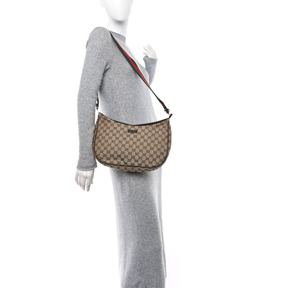 Gucci Monogram Web Medium Half Moon Hobo Dark Brown 2 of 11