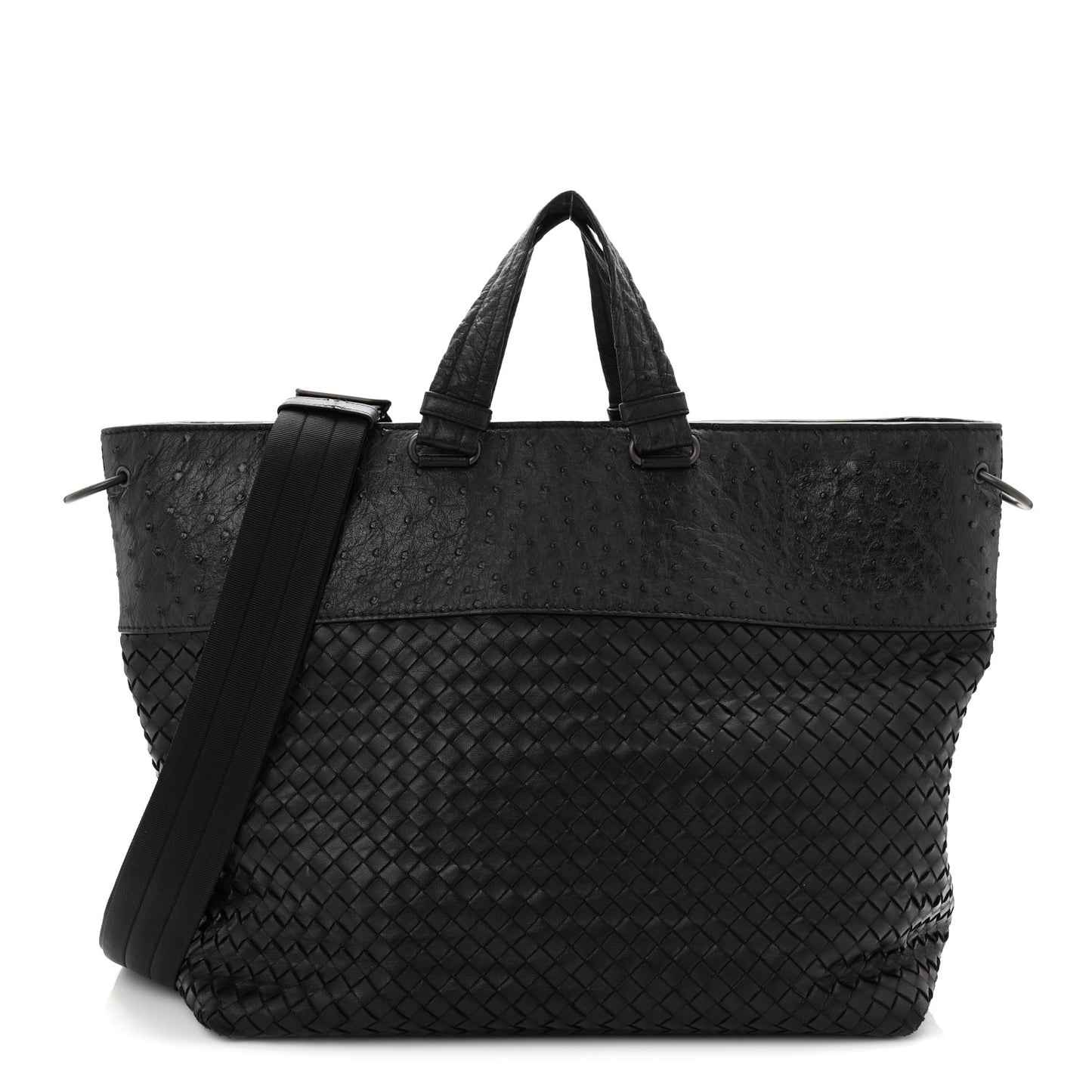 Ostrich Nappa Intrecciato Tote Black