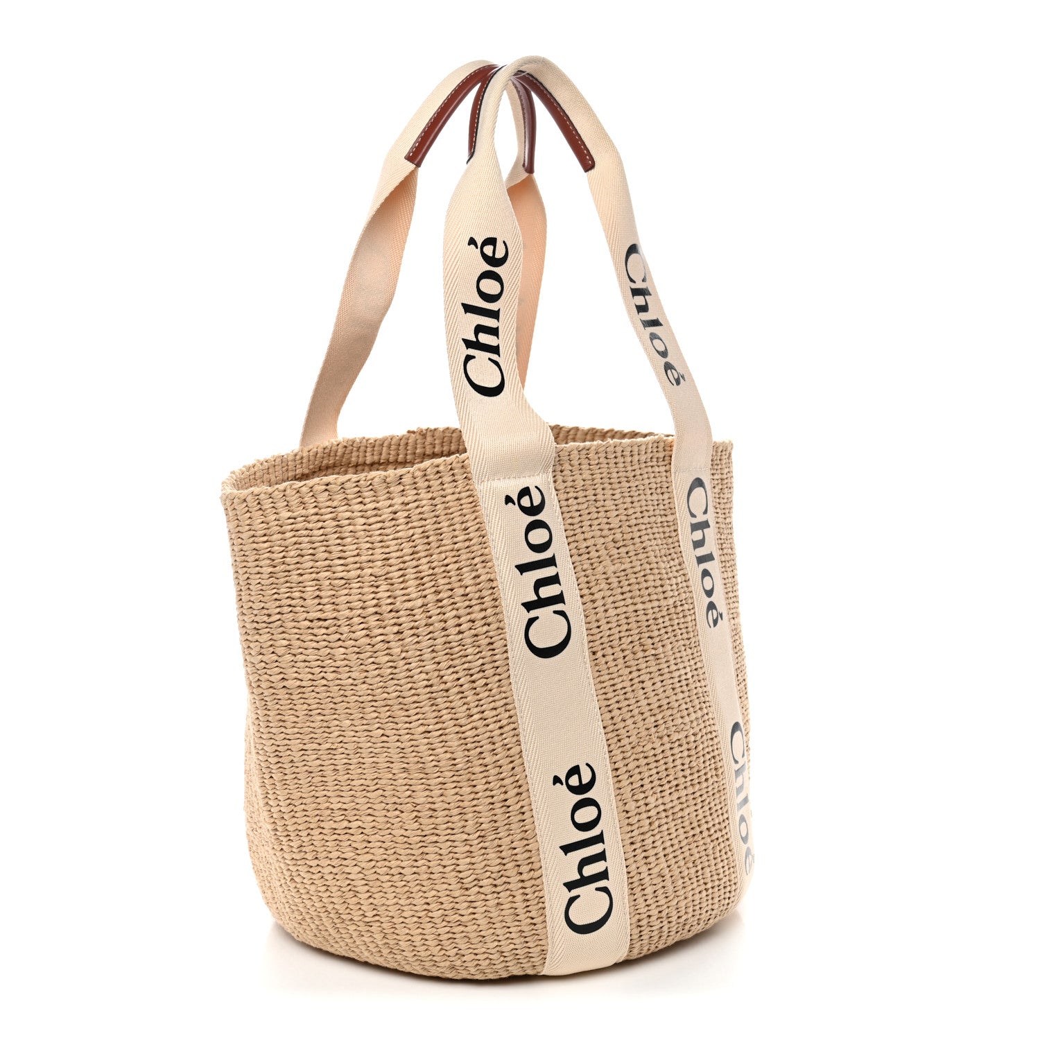 Chloe Raffia Large Woody Tote White 3 of 9