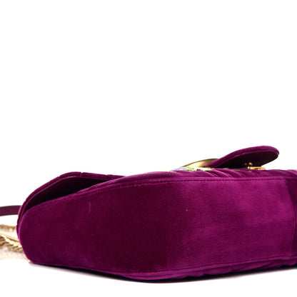 Gucci Velvet Matelasse Loved Embroidered Medium GG Marmont Shoulder Bag Fuchsia Violet Cyclamen 8 of 9